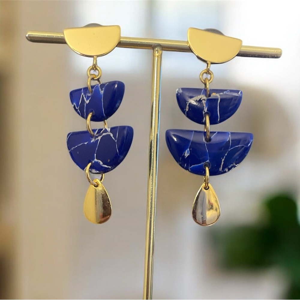 NWOT: Lapis Lazuli Polymer Clay Earrings